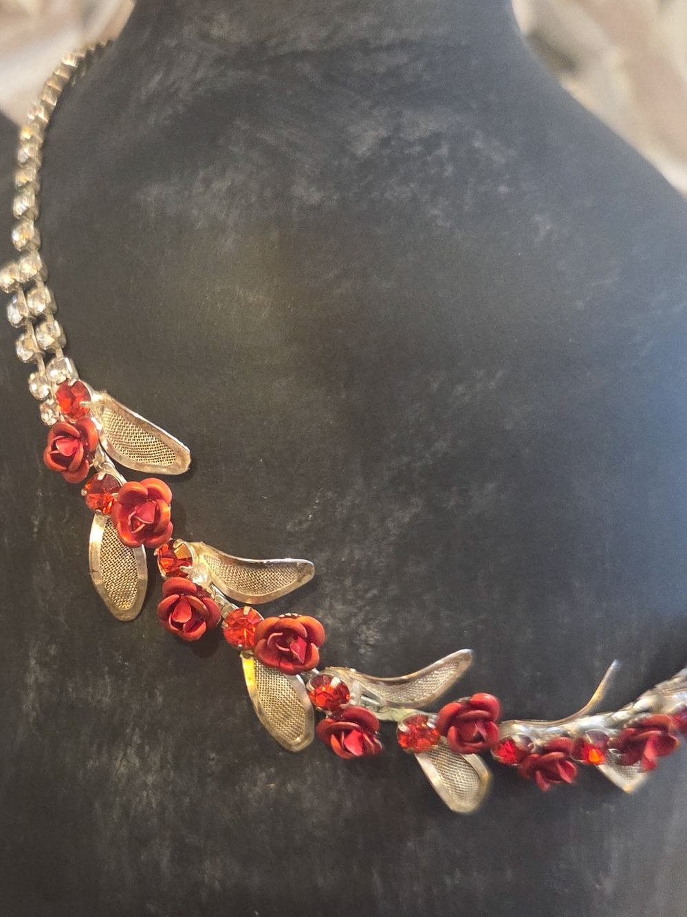 Christine Collection Red Floral Necklace